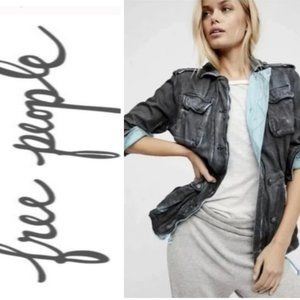 FREE PEOPLE Not Your Brothers Surplus Jacket ~ Pewter Buttons ~EUC